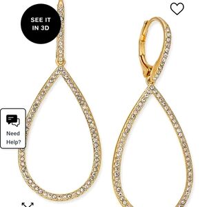 Women's fancy statement dangle gold and crystal earrings, new no tags